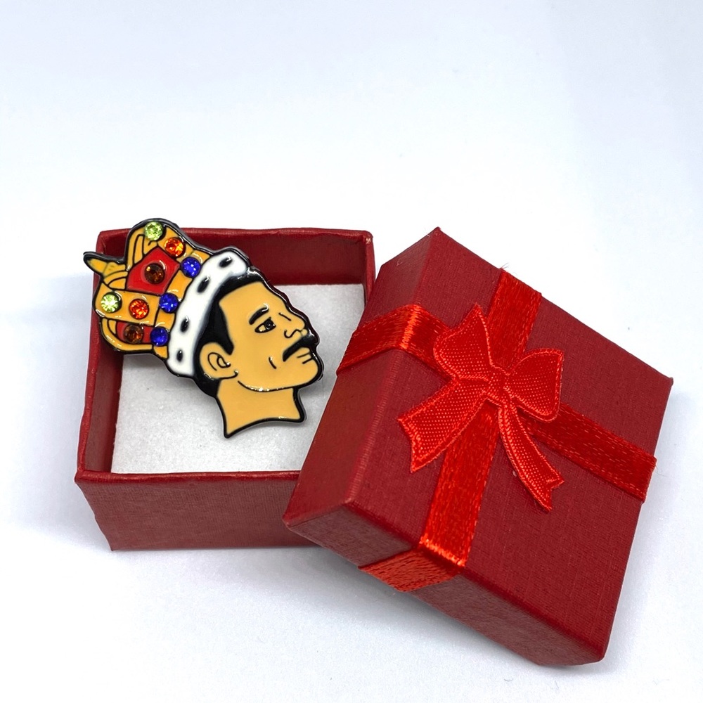 Freddy Mercury rhinestone enamel & metal Queen pin